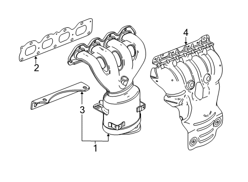 2017 Chevrolet Sonic Exhaust Manifold Exhaust Manifold Brace Diagram for 55573075