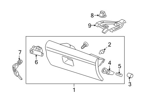 2011 Honda Pilot Glove Box Bracket Assy., Striker Diagram for 77541-SZA-A00