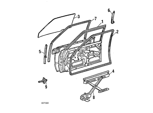 1984 Toyota Starlet Door & Components Hinge Assembly, Rear Door Diagram for 68750-14010