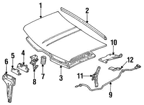 1998 GMC C2500 Suburban Hood & Components Connector Diagram for 88987993