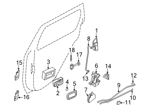 1998 Nissan Pathfinder Rear Door Handle, Outside Diagram for 82607-3W42A