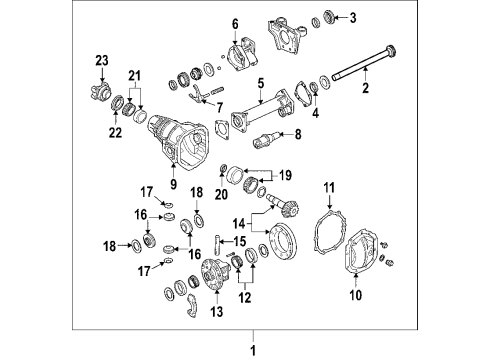 2006 GMC Canyon Front Axle, Axle Shafts & Joints, Differential, Drive Axles, Propeller Shaft Gear Kit, Front Differential Side & Pinion Diagram for 19179926