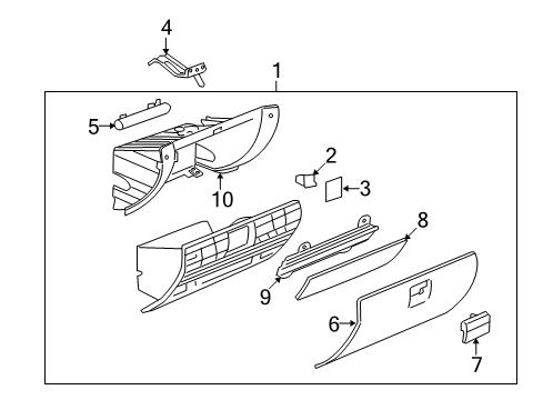 2009 Saturn Vue Glove Box Damper Diagram for 96475201