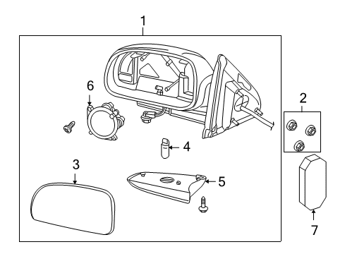 2007 Buick Rainier Outside Mirrors Mirror Assembly Diagram for 15789757