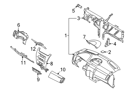 2011 Ford Focus Instrument Panel Upper Cover Diagram for 8S4Z-5404338-AD