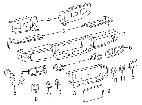 2020 Jeep Gladiator Rear Bumper Bracket-License Lamp Diagram for 6TC50RXFAA