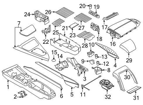 2012 BMW 640i Console Carrier, Centre Console Diagram for 51169197324