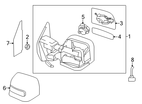 2019 Nissan Titan Parking Aid Mirror Assembly-Outside RH Diagram for 96301-9FT4E