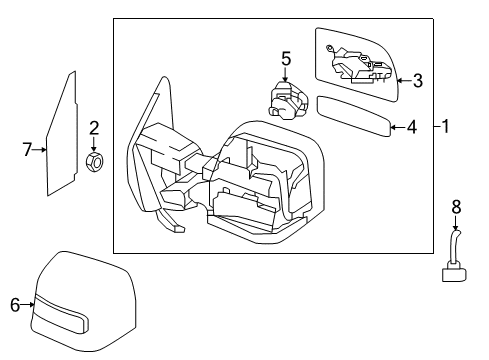 2019 Nissan Titan Parking Aid Glass-Mirror, LH Diagram for 96366-EZ00G