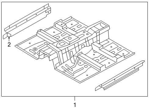 2016 Hyundai Genesis Coupe Pillars, Rocker & Floor - Floor & Rails Panel Assembly-Floor, Center Diagram for 65100-2M501