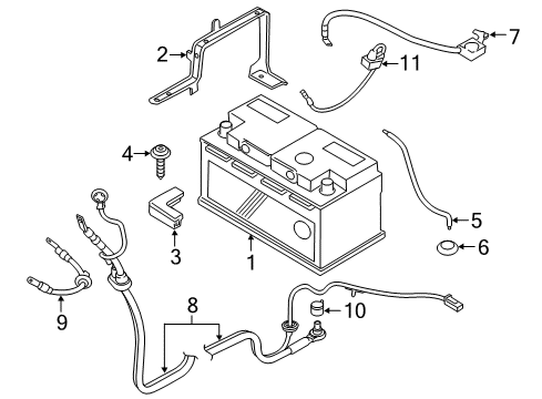 2015 BMW X4 Battery Clamping Ring B+ Transition Supp. Point Diagram for 61139265404