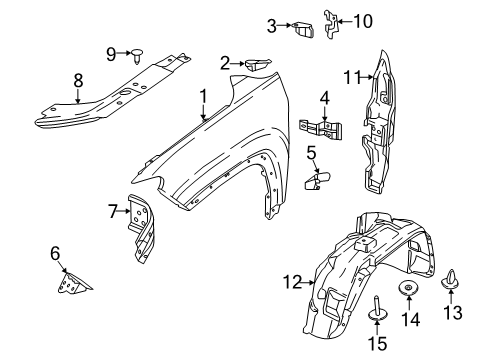 2018 Jeep Compass Fender & Components Reinforce-Splash Diagram for 68505034AA