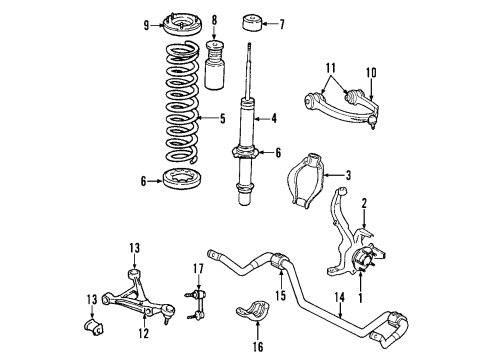 2005 Chrysler 300 Front Suspension Components, Lower Control Arm, Upper Control Arm, Stabilizer Bar Bar-Front Diagram for 4782950AB