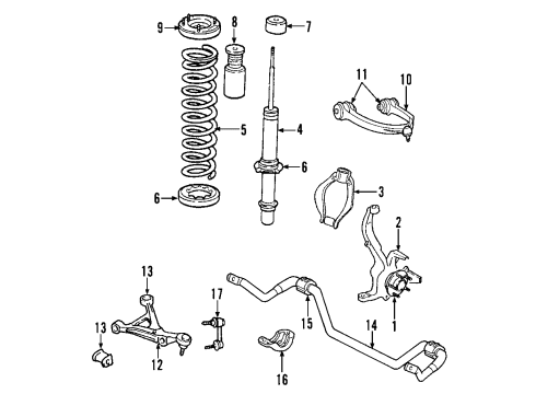 2010 Dodge Charger Front Suspension Components, Lower Control Arm, Upper Control Arm, Stabilizer Bar Front Suspension-Coil Spring Diagram for 4895646AE