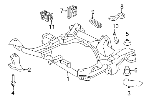 2012 Honda Odyssey Suspension Mounting - Front Stiffener, Steering Rack (B) Diagram for 50211-TK8-A00