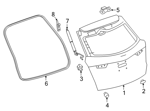 2020 Cadillac XT5 Lift Gate Lift Gate Diagram for 84735285