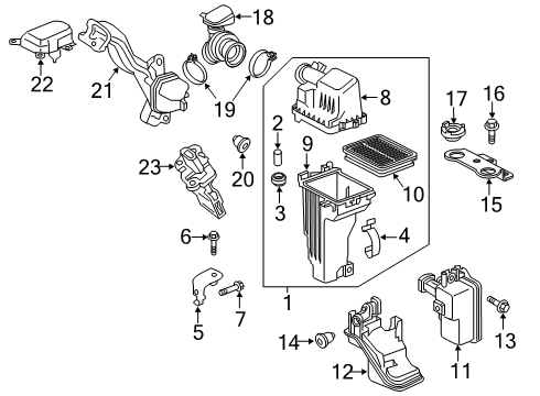 2018 Nissan Kicks Filters Retainer Diagram for 16566-5X20A