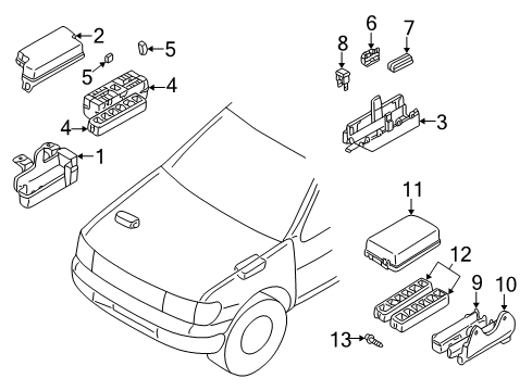 2002 Infiniti QX4 Electrical Components Cover-Relay Box Diagram for 24382-0W010