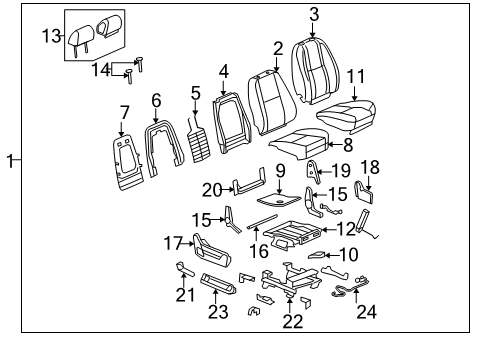 2009 GMC Sierra 1500 Front Seat Components Pad-Passenger Seat Cushion Diagram for 15243905