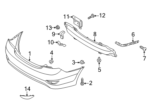 2016 Hyundai Accent Rear Bumper Beam-Rear Bumper Diagram for 86631-1R010