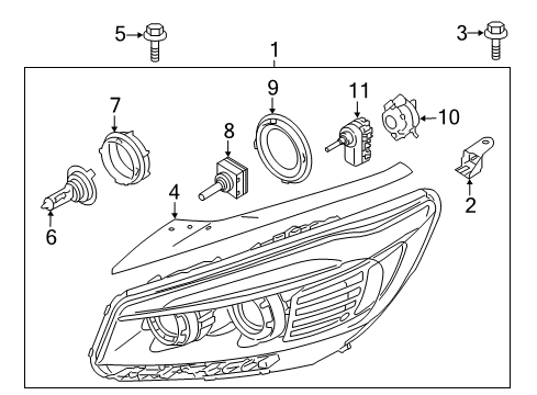 2017 Kia Sorento Headlamps Passenger Side Headlight Assembly Diagram for 92102C6010