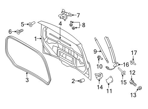 2010 Ford Flex Lift Gate Support Strut Diagram for 8A8Z-74406A10-B