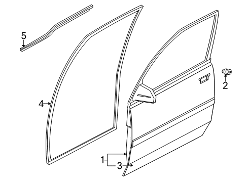 2004 Chevrolet Tracker Front Door Weatherstrip, Front Door Out, LH (On Esn) Diagram for 30027169