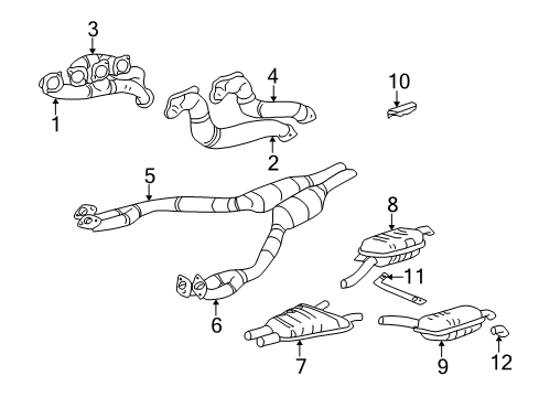 1997 BMW 740iL Exhaust Manifold Interior Rear Silencer Bracket Diagram for 41128170433