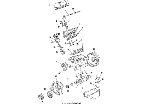 1984 Chevrolet Camaro Engine Parts, Mounts, Cylinder Head & Valves, Camshaft & Timing, Oil Pan, Oil Pump, Crankshaft & Bearings, Pistons, Rings & Bearings Pump Asm-Oil Diagram for 10146802