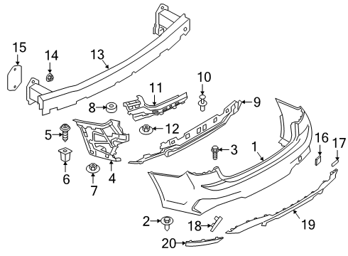 2019 BMW 330i xDrive Rear Bumper GRILL, BUMPER, REAR LEFT Diagram for 51128075815