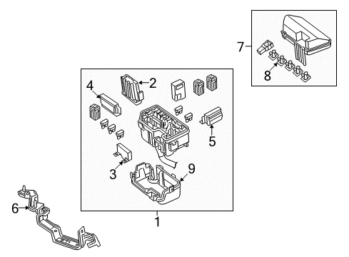 2012 Honda Crosstour Electrical Components Bracket, Relay Box Diagram for 38251-TA0-A00