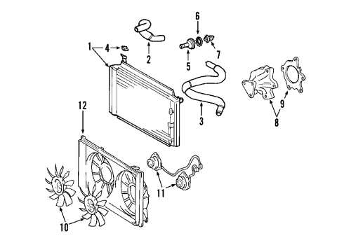 2002 Toyota Prius Powertrain Control Fan Blade Diagram for 16361-21020