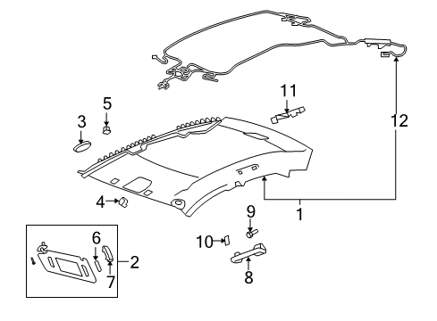 2008 Cadillac CTS Interior Trim - Roof Grip Handle Bracket Diagram for 25863690