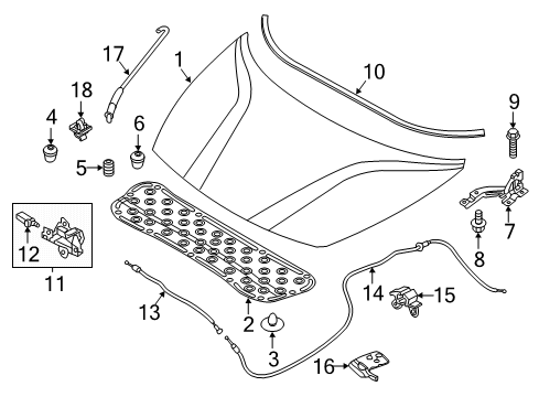 2021 Kia Rio Hood & Components Switch Assembly-Hood Diagram for 93880H8000