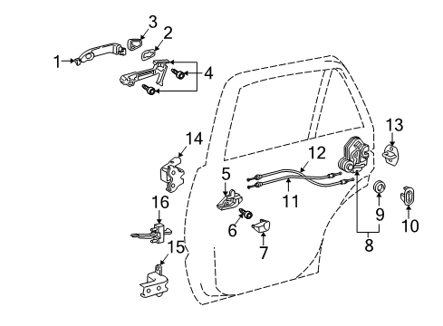 2012 Toyota 4Runner Rear Door - Lock & Hardware Handle, Outside Diagram for 69211-60090-B0