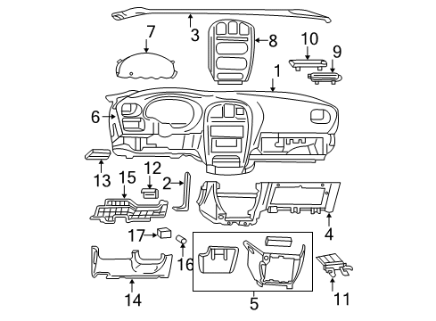 2002 Chrysler Town & Country Instrument Panel Holder-Instrument Panel Diagram for RR44YQLAE