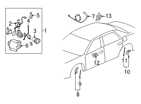 2006 Cadillac DTS Ride Control Rear Sensor Diagram for 25767364