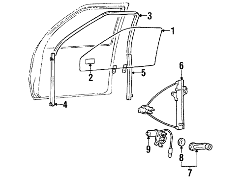 1999 Hyundai Elantra Front Door Front Right Power Window Regulator Assembly Diagram for 82404-29012