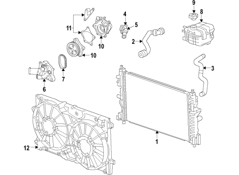 2016 Chevrolet Volt Cooling System, Radiator, Water Pump, Cooling Fan Fan Module Diagram for 84153646