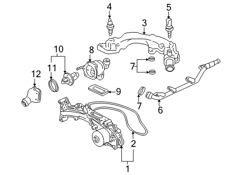 1996 Acura RL Powertrain Control Water Pump Diagram for 19200-P5A-004