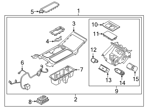 2020 Kia Telluride Center Console Pad U Diagram for 84670S9000