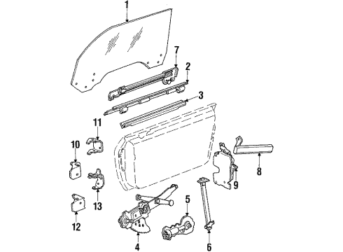 1988 Pontiac Fiero Door & Components S/Strip Asm-Front Door Window Outer *Black Diagram for 20606220