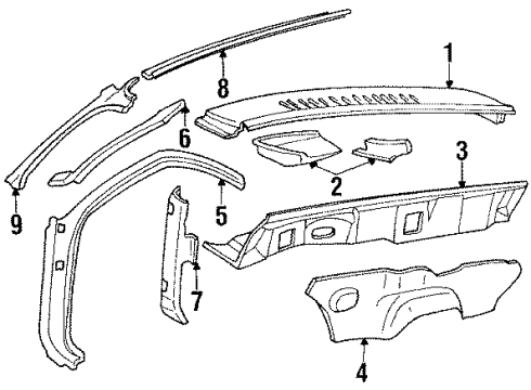 1986 Chevrolet Chevette Cowl Weatherstrip, Rear Compartment Lid Gutter Diagram for 20471801
