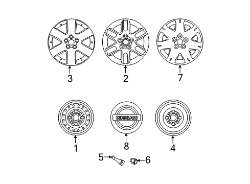 2007 Nissan Quest Wheels, Covers & Trim Aluminum Wheel Diagram for 40300-ZM03A