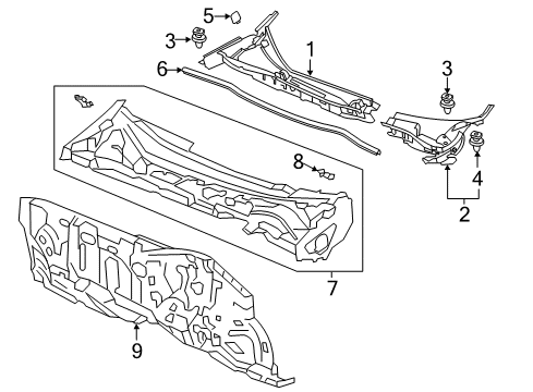 2014 Honda Accord Cowl Bracket L, FR Fender Diagram for 61136-T2A-A00ZZ