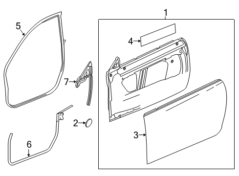 2021 Chevrolet Camaro Door & Components Front Weatherstrip Diagram for 23115068