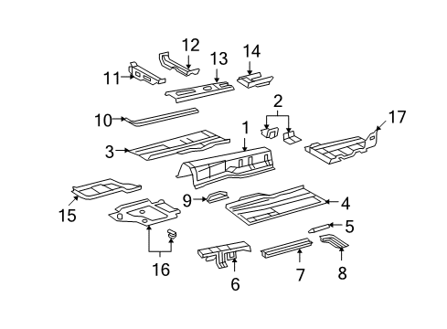 2008 Lexus LS460 Floor & Rails Bracket, Engine Rear Mounting Member, RH Diagram for 57257-50041