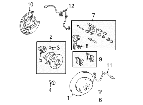 2006 Lexus RX330 Anti-Lock Brakes Wire, Skid Control Sensor Diagram for 89516-0E010