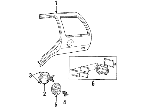 1999 Ford Escort Quarter Panel & Components Fuel Pocket Diagram for F7CZ7427936AA