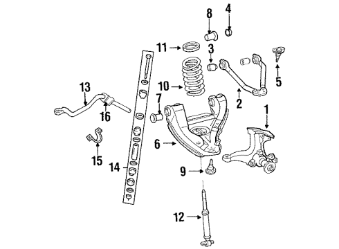 1989 GMC C3500 Front Suspension Components, Lower Control Arm, Upper Control Arm, Stabilizer Bar Door Asm-Rear RH Diagram for 15620094